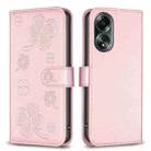 For OPPO A58 4G Four-leaf Embossed Leather Phone Case(Pink) - 1