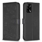 For OPPO A74 4G / F19 4G Four-leaf Embossed Leather Phone Case(Black) - 1