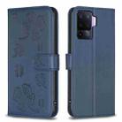 For OPPO A76 5G / A36 4G Four-leaf Embossed Leather Phone Case(Blue) - 1
