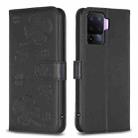 For OPPO A76 5G / A36 4G Four-leaf Embossed Leather Phone Case(Black) - 1