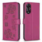 For OPPO A78 5G Four-leaf Embossed Leather Phone Case(Rose Red) - 1