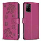 For OPPO A94 5G / Reno5 Z / F19 Pro+ Four-leaf Embossed Leather Phone Case(Rose Red) - 1