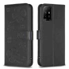 For OPPO A94 5G / Reno5 Z / F19 Pro+ Four-leaf Embossed Leather Phone Case(Black) - 1