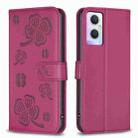 For OPPO A96 5G / Reno7 Z Four-leaf Embossed Leather Phone Case(Rose Red) - 1