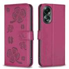 For OPPO A98 5G Four-leaf Embossed Leather Phone Case(Rose Red) - 1