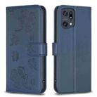 For OPPO Find X5 Pro Four-leaf Embossed Leather Phone Case(Blue) - 1