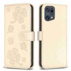 For OPPO Find X5 Pro Four-leaf Embossed Leather Phone Case(Gold) - 1