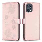 For OPPO Find X5 Pro Four-leaf Embossed Leather Phone Case(Pink) - 1