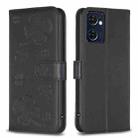 For OPPO Reno7 5G / Find X5 Lite Four-leaf Embossed Leather Phone Case(Black) - 1