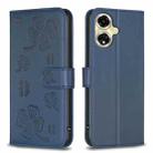 For OPPO A59 5G Four-leaf Embossed Leather Phone Case(Blue) - 1