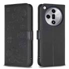 For OPPO Find X7 Four-leaf Embossed Leather Phone Case(Black) - 1