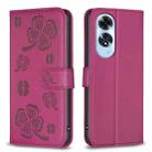 For OPPO A60 Four-leaf Embossed Leather Phone Case(Rose Red) - 1
