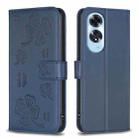 For OPPO A60 Four-leaf Embossed Leather Phone Case(Blue) - 1