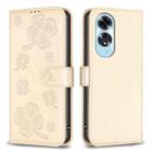 For OPPO A60 Four-leaf Embossed Leather Phone Case(Gold) - 1