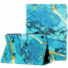 For Lenovo Tab M10 Plus 10.6 3rd Gen Marble Pattern Stitching Smart Leather Tablet Case(Gold Blue) - 1