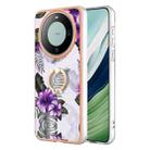 For Huawei Mate 60 Electroplating IMD TPU Phone Case with Ring(Purple Flower) - 1