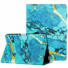 For iPad 10.2 2020 / 2019 Marble Pattern Stitching Smart Leather Tablet Case(Gold Blue) - 1