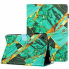 For Samsung Galaxy Tab A9+ Marble Pattern Stitching Smart Leather Tablet Case(Gold Green) - 1