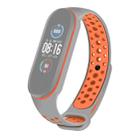 For Xiaomi Mi Band 5 Two-tone Silicone Breathable Watch Band(Gray Orange) - 1