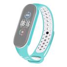 For Xiaomi Mi Band 5 Two-tone Silicone Breathable Watch Band(Teal White) - 1