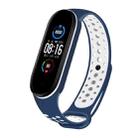For Xiaomi Mi Band 5 Two-tone Silicone Breathable Watch Band(Midnight Blue White) - 1