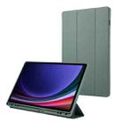 For Samsung Galaxy Tab S9 FE+ 3-Fold Pure Color TPU Leather Tablet Case with Pen Slot(Dark Green) - 1