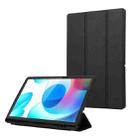 For Samsung Galaxy Tab A9+ 3-Fold Pure Color TPU Leather Tablet Case with Pen Slot(Black) - 1