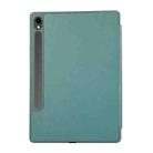 For Samsung Galaxy Tab S10 FE+ 3-Fold Pure Color TPU Leather Tablet Case with Pen Slot(Dark Green) - 3