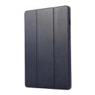 For Samsung Galaxy Tab S10 FE+ 3-Fold Pure Color TPU Leather Tablet Case with Pen Slot(Dark Blue) - 2