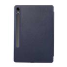 For Samsung Galaxy Tab S10 FE+ 3-Fold Pure Color TPU Leather Tablet Case with Pen Slot(Dark Blue) - 3