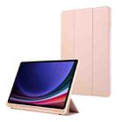For Samsung Galaxy Tab S10 FE+ 3-Fold Pure Color TPU Leather Tablet Case with Pen Slot(Pink) - 1