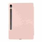 For Samsung Galaxy Tab S10 FE+ 3-Fold Pure Color TPU Leather Tablet Case with Pen Slot(Pink) - 3