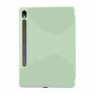 For Samsung Galaxy Tab S10 FE+ 3-Fold Pure Color TPU Leather Tablet Case with Pen Slot(Green) - 3