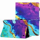 For Amazon Kindle Fire 7 2022 Marble Pattern Stitching Smart Leather Tablet Case(Purple Blue) - 1