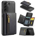 For Samsung Galaxy S22 DG.MING M5 Series Zip RFID Multi Card Detachable Leather Phone Case(Black) - 1