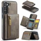 For Samsung Galaxy S23 DG.MING M5 Series Zip RFID Multi Card Detachable Leather Phone Case(Coffee) - 1