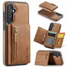For Samsung Galaxy S23 FE 5G DG.MING M5 Series Zip RFID Multi Card Detachable Leather Phone Case(Brown) - 1