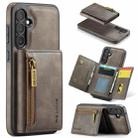 For Samsung Galaxy S23 FE 5G DG.MING M5 Series Zip RFID Multi Card Detachable Leather Phone Case(Coffee) - 1