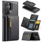For Samsung Galaxy S22 Ultra DG.MING M5 Series Zip RFID Multi Card Detachable Leather Phone Case(Black) - 1