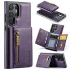 For Samsung Galaxy S22 Ultra DG.MING M5 Series Zip RFID Multi Card Detachable Leather Phone Case(Purple) - 1