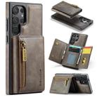 For Samsung Galaxy S24 Ultra 5G DG.MING M5 Series Zip RFID Multi Card Detachable Leather Phone Case(Coffee) - 1