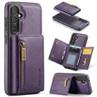 For Samsung Galaxy S24+ 5G DG.MING M5 Series Zip RFID Multi Card Detachable Leather Phone Case(Purple) - 1