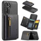 For Samsung Galaxy S24 FE 5G DG.MING M5 Series Zip RFID Multi Card Detachable Leather Phone Case(Black) - 1