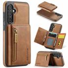 For Samsung Galaxy S24 FE 5G DG.MING M5 Series Zip RFID Multi Card Detachable Leather Phone Case(Brown) - 1