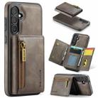 For Samsung Galaxy S24 FE 5G DG.MING M5 Series Zip RFID Multi Card Detachable Leather Phone Case(Coffee) - 1