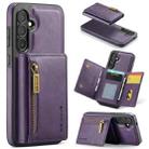 For Samsung Galaxy S24 FE 5G DG.MING M5 Series Zip RFID Multi Card Detachable Leather Phone Case(Purple) - 1