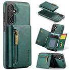 For Samsung Galaxy S24 FE 5G DG.MING M5 Series Zip RFID Multi Card Detachable Leather Phone Case(Green) - 1