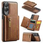 For Samsung Galaxy S25 Edge 5G DG.MING M5 Series Zip RFID Multi Card Detachable Leather Phone Case(Brown) - 1