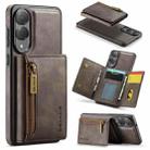 For Samsung Galaxy S25 Edge 5G DG.MING M5 Series Zip RFID Multi Card Detachable Leather Phone Case(Coffee) - 1