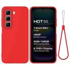 For Infinix Hot 50 4G Solid Color Liquid Silicone Dropproof Full Coverage Phone Case(Red) - 1